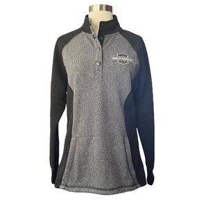 Harley-Davidson Sweatshirt Womens Size S Black Gray ¼ Snap Ribbed Greeley CO NWT